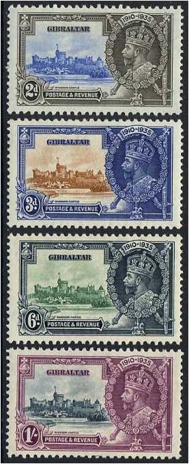 Gibraltar 1935 Silver Jubilee Stamp Set. SG114-SG117.