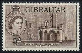 Gibraltar 1953 5s. Deep Brown. SG156.