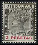 Gibraltar 1889 2p. Black and Carmine. SG32.