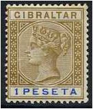 Gibraltar 1889 1p. Bistre and Ultramarine. SG31.
