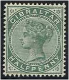 Gibraltar 1886 d. Dull Green. SG8.