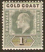 Gold Coast 1902 1s Green and black. SG44.