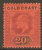 Gold Coast 1902 20s Purple and black on red. SG48.