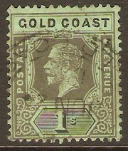Gold Coast 1921 1s Black on emerald. SG95.