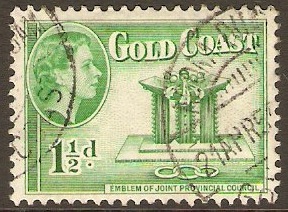 Gold Coast 1952 1d Emerald-green. SG155. - Click Image to Close
