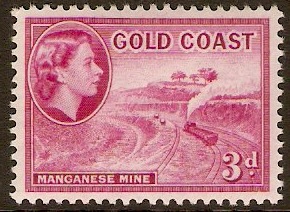 Gold Coast 1952 3d Magenta. SG158.