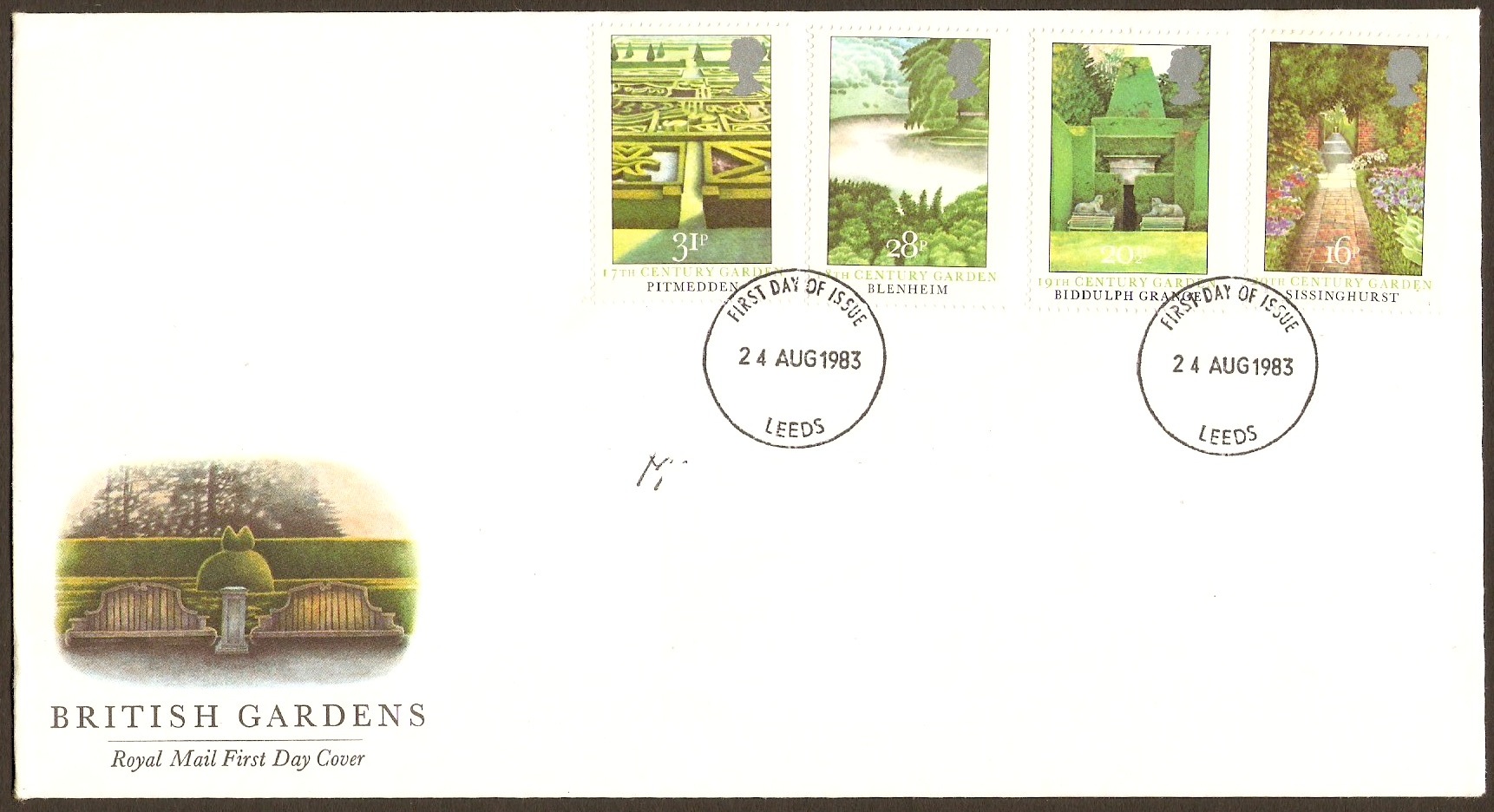 Great Britain 1985 British Gardens Stamps FDC.