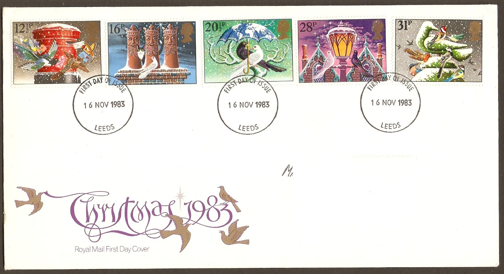Great Britain 1983 Christmas Stamps FDC.