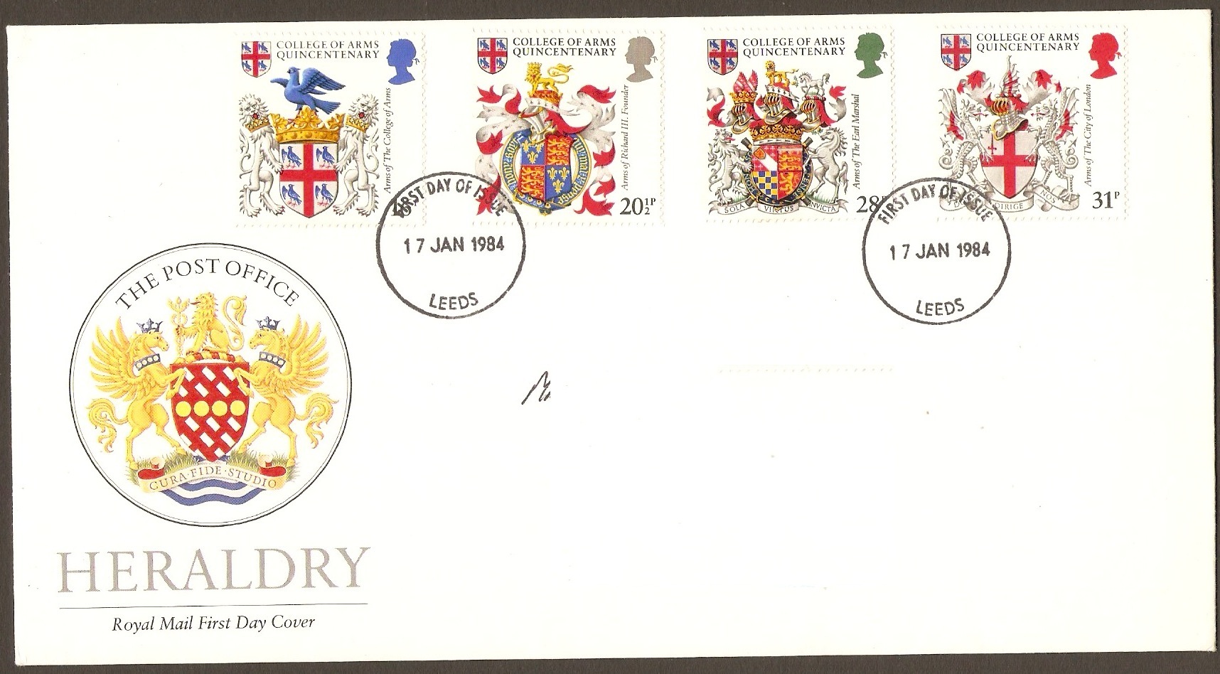 Great Britain 1984 College of Arms Stamps Set FDC. SG1236-SG1239