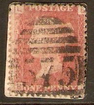 Great Britain 1858 1d Red - Plate 123. SG44.