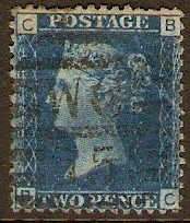 Great Britain 1858 2d Blue - Plate 13. SG47.