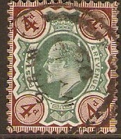 Great Britain 1902 4d Green and chocolate-brown. SG236.