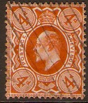 Great Britain 1902 4d Orange-red. SG241.