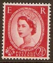 Great Britain 1957 2d Carmine-red (Graphite lined). SG565.