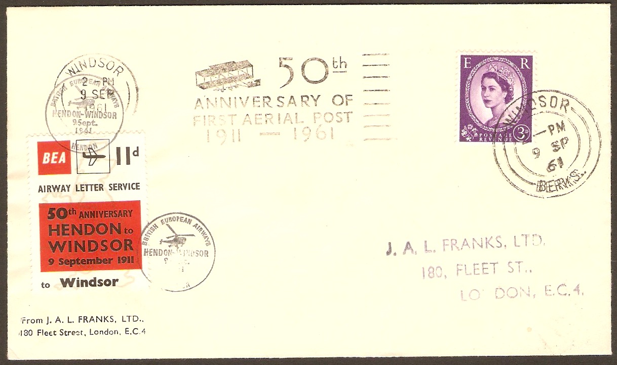 Great Britain 1961 Aerial Post 50th. Anniversary Cover.