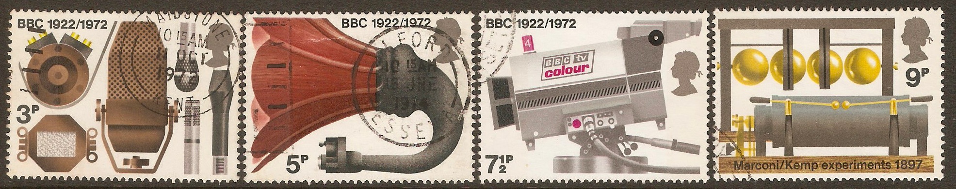 Great Britain 1972 Broadcasting Anniversaries set. SG909-SG912.