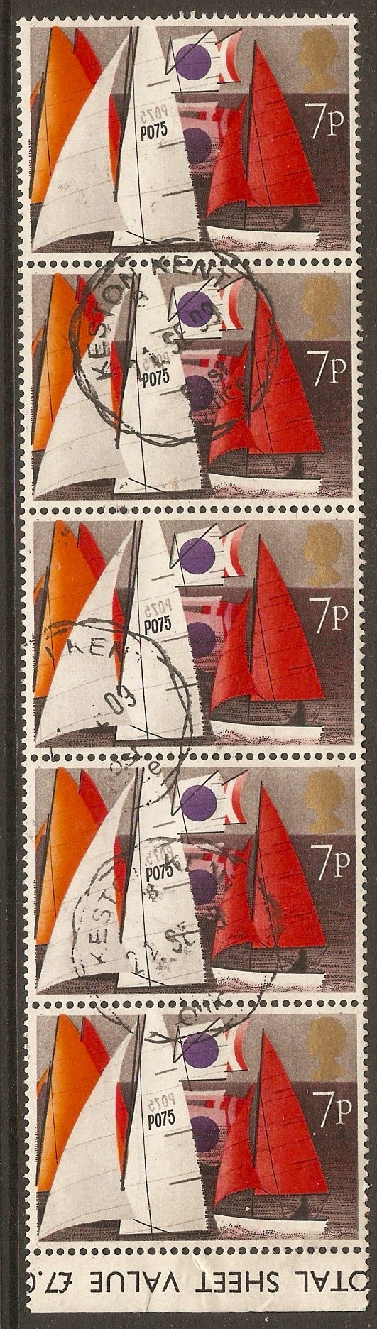 Great Britain 1975 7p Sailing series. SG980.