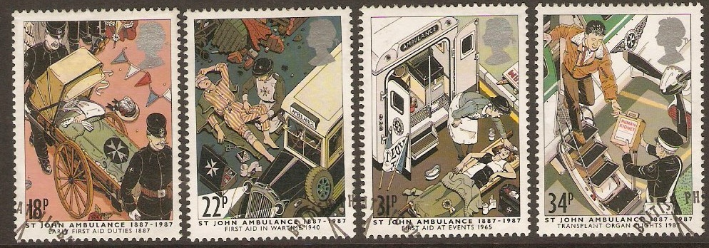 Great Britain 1987 St. John Ambulance Stamps Set. SG1359-SG1362.