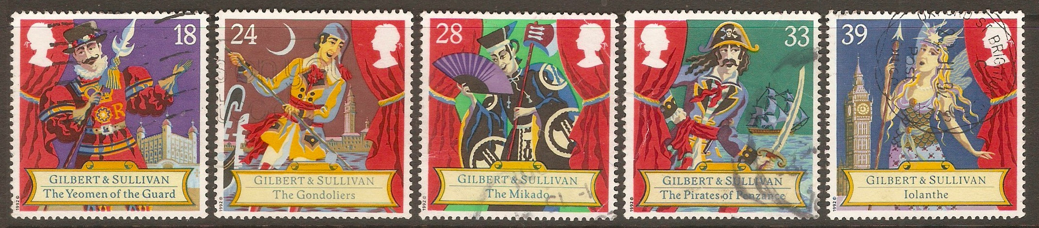 Great Britain 1992 Gilbert and Sullivan set. SG1624-SG1628.