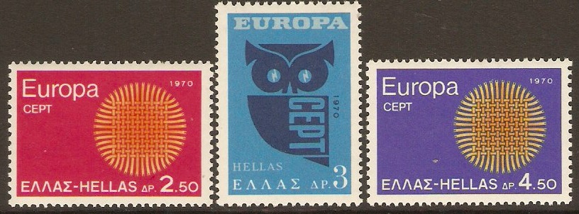 Greece 1970 Europa Stamps. SG1142-SG1144.