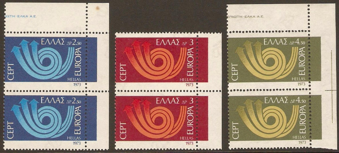 Greece 1973 Europa Stamps. SG1249-SG1251.