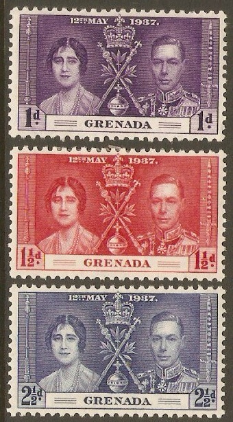Grenada 1937 Coronation Set. SG149-SG151.