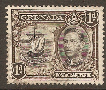 Grenada 1938 1d Black and sepia. SG154a.
