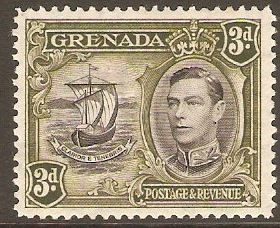 Grenada 1938 3d Black and olive-green. SG158.