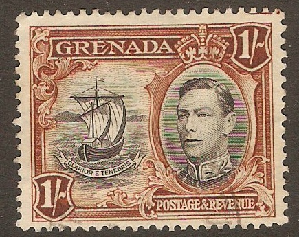 Grenada 1938 1s Black and brown. SG160a.