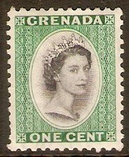 Grenada 1953 1c Black and deep emerald. SG193.