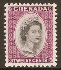 Grenada 1953 12c Black and reddish purple. SG200.