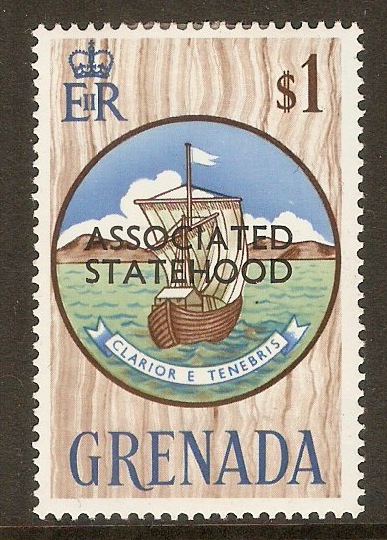 Grenada 1967 $1 Associated Statehood o'print series. SG274.