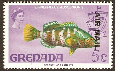 Grenada 1972 5c overprinted "AIRMAIL". SG501.