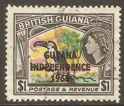 Guyana 1966 $1 Pink, yellow, green and black. SG396.