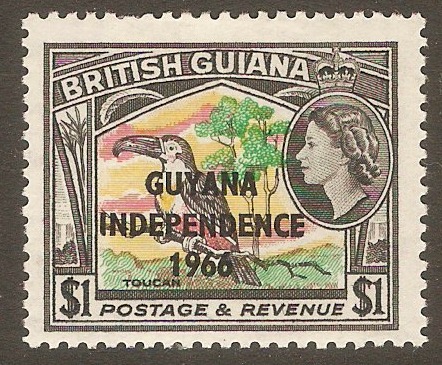 Guyana 1966 $1 Pink, yellow, green and black. SG407.