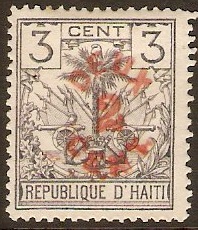 Haiti 1892 2c on 3c grey. SG34a.