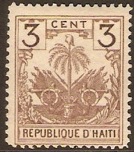 Haiti 1893 3c brown. SG43.