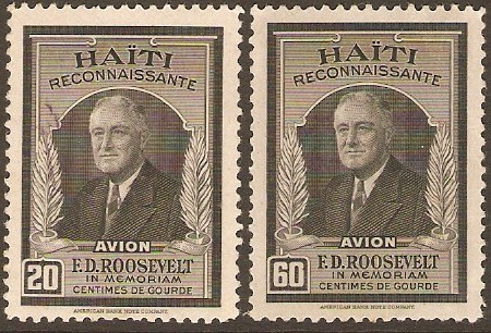 Haiti 1946 President Roosevelt Stamps. SG398-SG399.