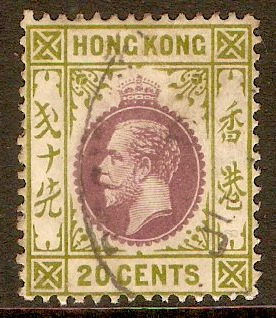 Hong Kong 1912 20c Purple and sage-green. SG107.