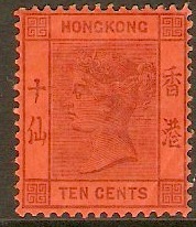 Hong Kong 1882 10c Purple on red. SG38.