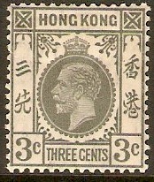 Hong Kong 1921 3c Grey. SG119.