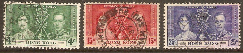Hong Kong 1937 Coronation Set. SG137-SG139.