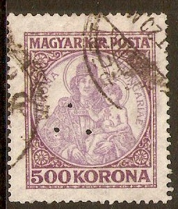 Hungary 1921 500k Mauve and purple. SG421.