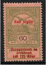 Hungary 1914 60f.+2f. Olive-Green on Rose Paper.. SG166.