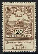 Hungary 1913 20f.+2f. Brown. SG144.