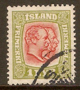 Iceland 1907 1e Salmon and yellow-green. SG81.