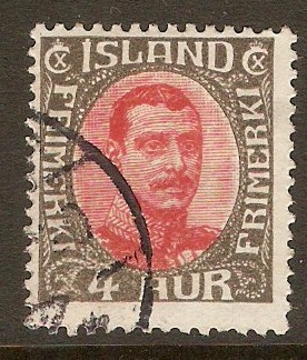 Iceland 1920 4a Scarlet and grey. SG118.