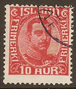 Iceland 1920 10a Scarlet. SG122.