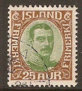 Iceland 1920 25a Yellow-green and brown. SG125.