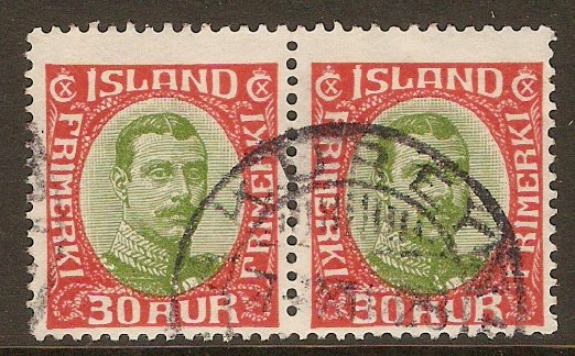 Iceland 1920 30a Yellow-green and scarlet. SG126.